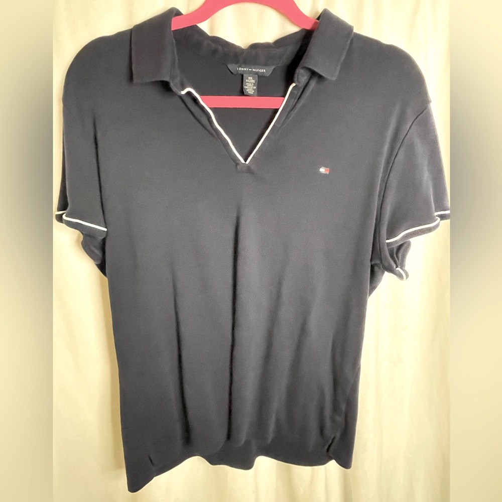 Tommy Hilfiger Navy Blue Polo Shirt XXL Vintage Y2K